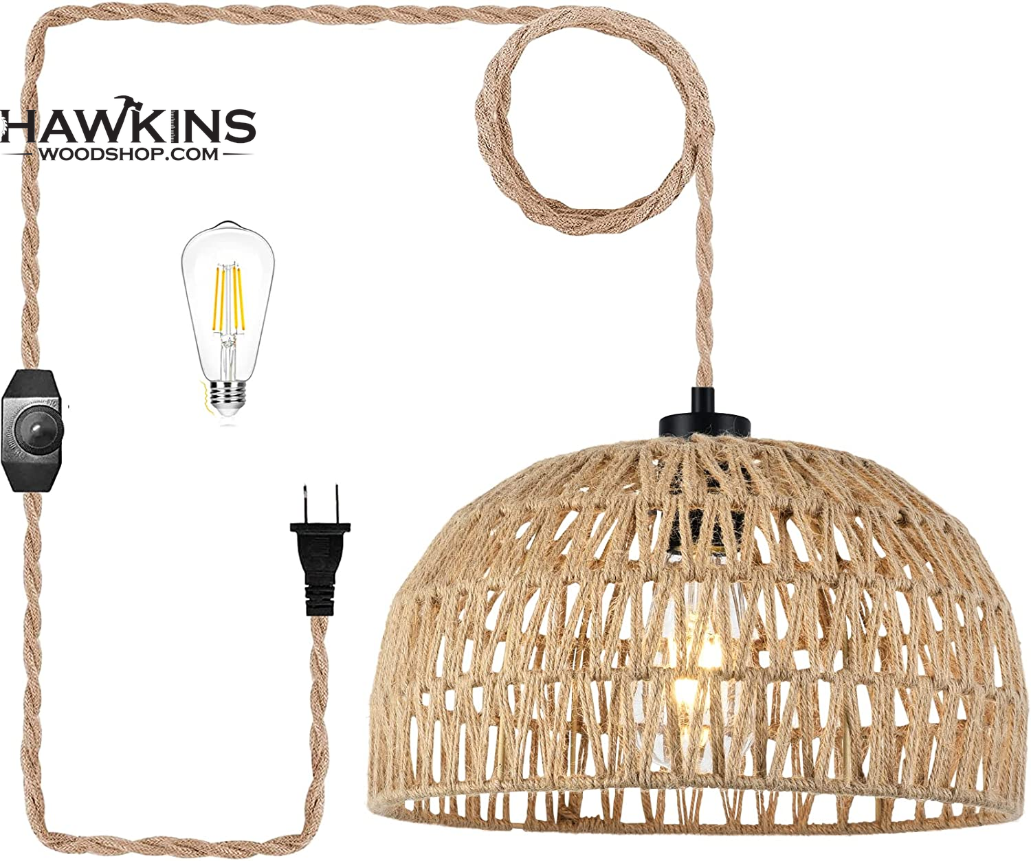 Plug in Pendant Light Hanging Lights with Plug in Cord Dimmable