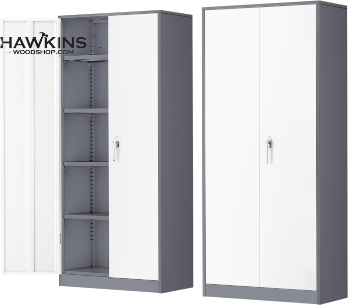 Metal Storage Cabinet with Lock Tall Garage Cabinet with 2 Doors for Home  Office