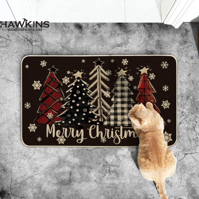 Double Front Door Mat, Large Christmas Doormat, Winter Doormat, Holiday Door  Mat, Rustic Christmas Decor, Doormat With Tree, Modern Doormat 
