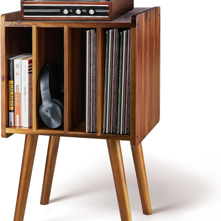 Lerliuo Record Player Stand with 4 Cabinet Holds Up to 220 Albums