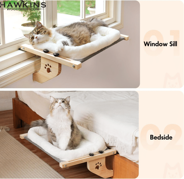 Cat Sill Window Perch Sturdy Cat Hammock Window Seat with Cushion Bed  Cover, Wood & Metal Frame for Large Cats, Easy to Adjust Cat Bed for  Windowsill, Bedside, Drawer and Cabinet(Cushion Bed) –