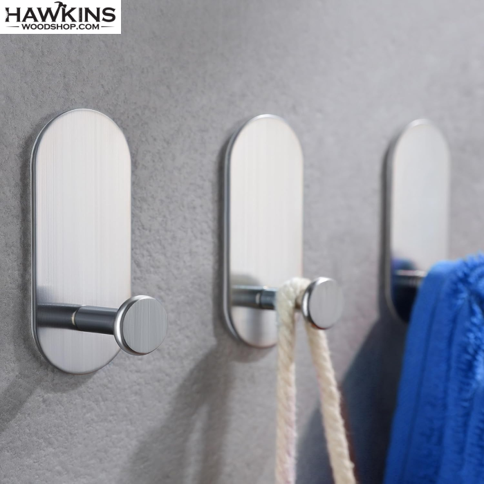 Adhesive Hooks - 5 Packs Heavy Duty Towel Hooks Stick on Wall for Kitchen  Bathroom, Stainless Steel Self Adhesive Coat Hooks